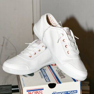 Skechers Bobs B Cute White Womens Slip On Memory Foam Comfort Shoes